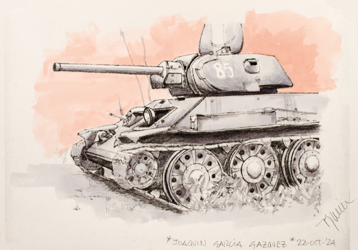 Watercolor: T-34/76 Model 1941 STZ Factory (2) (pink and grey)