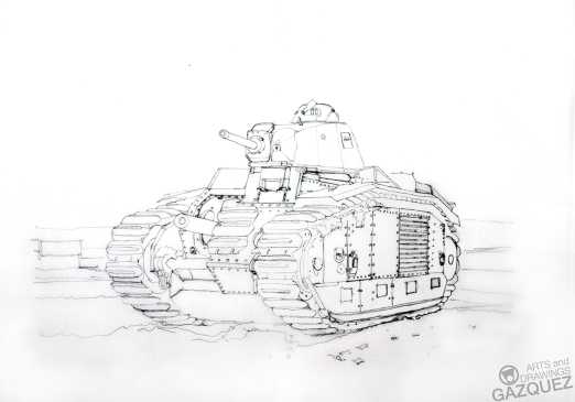 Line Drawing: Char B1 bis