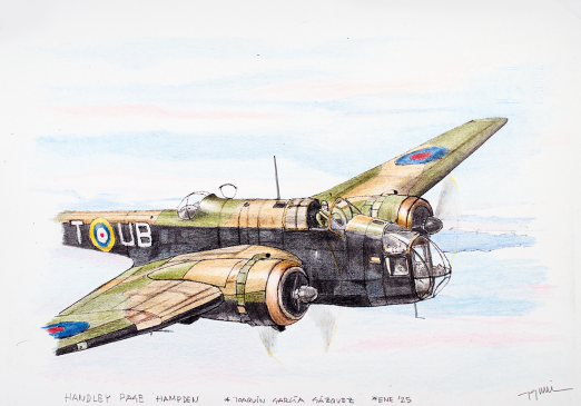 Color Drawing: Handley Page Hampden with step by step process.