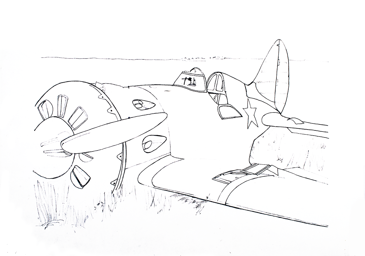 Line Drawing: I-16 Crashed