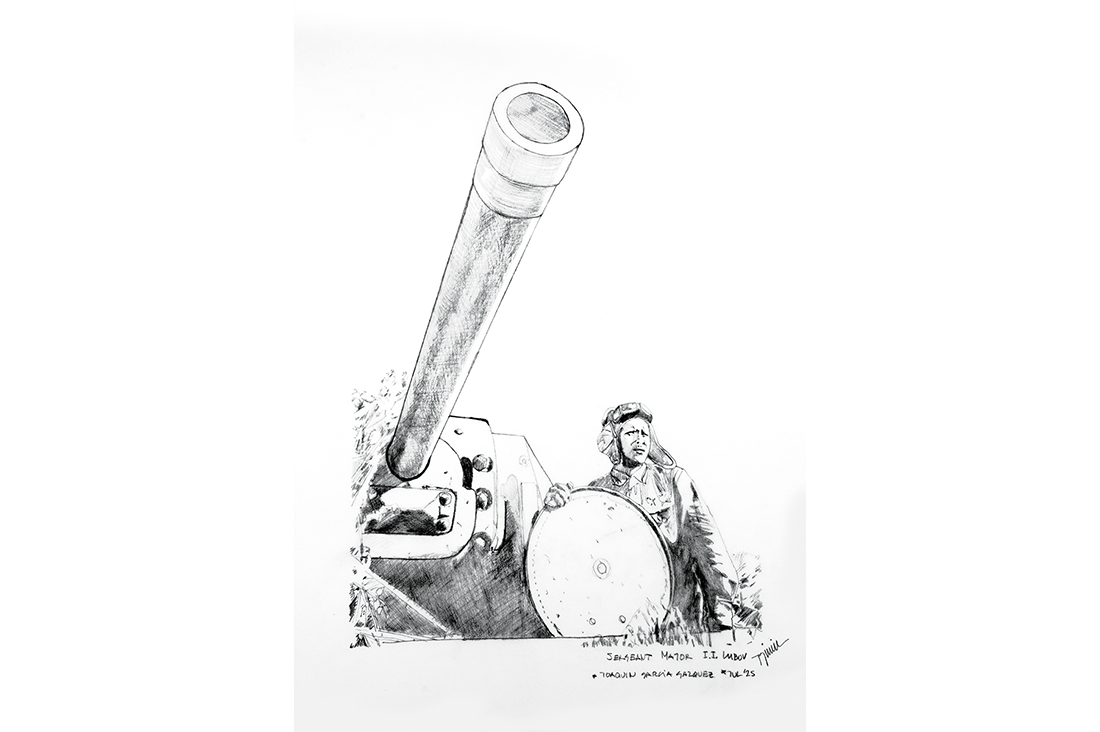 Drawing: Seargent Major I.I. Lubov in his KV-1