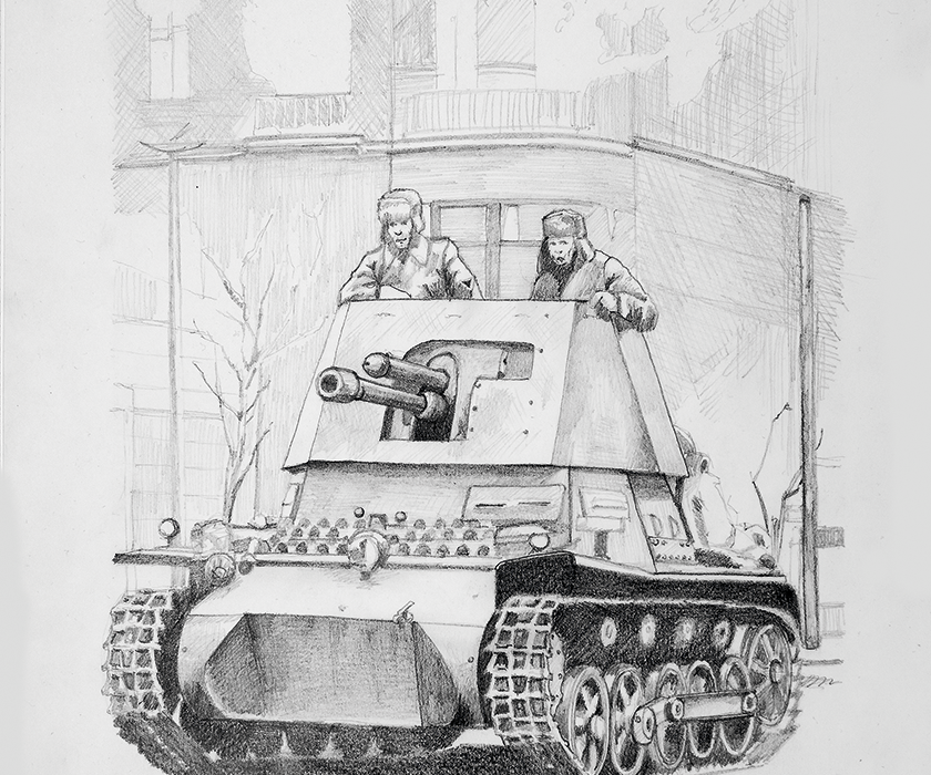 Drawing: Panzerjäger I «in action»